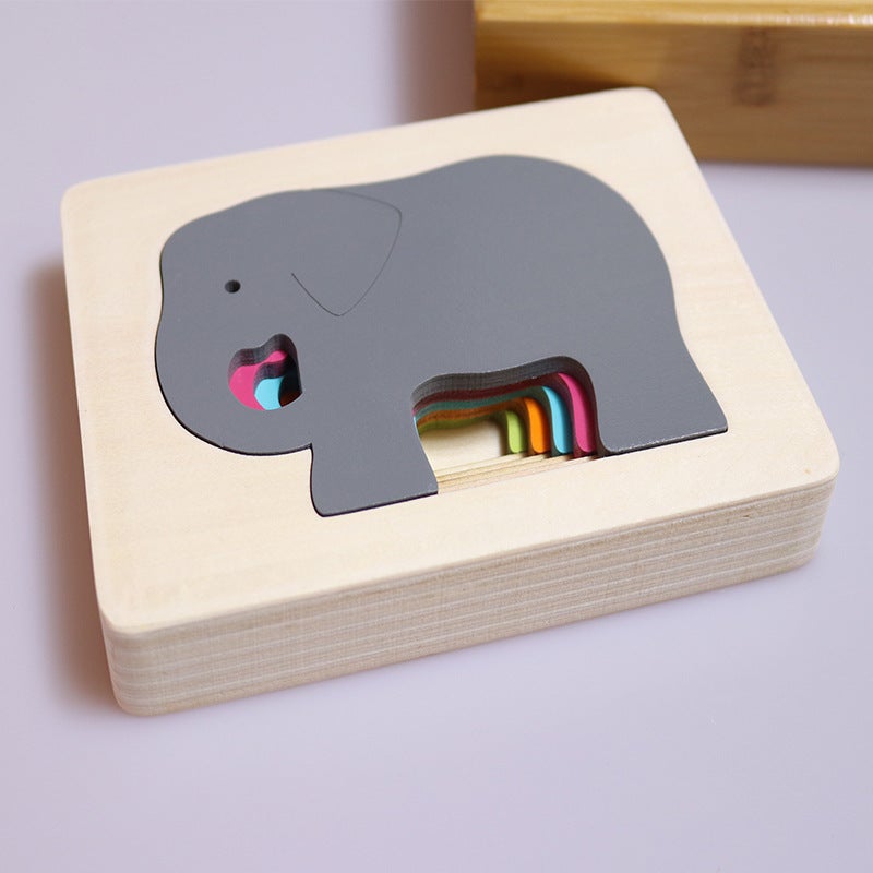 Weiweihu Wooden Multi-Layer Animal Puzzle Board 3D Three-Dimensional Puzzle Building Blocks Children 3-6 Years Old Toy Solid Wood Puzzle - Image 5